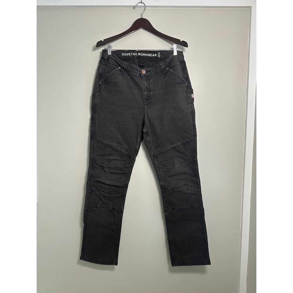 Dovetail Workwear Britt Utility Pants Women 14/32 Black EUC Reinforced Knee
